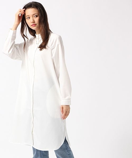 【LADIES】スタンドカラーシャツワンピース