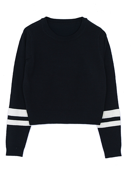 袖ラインショートニット