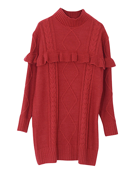 フリルニットチュニック