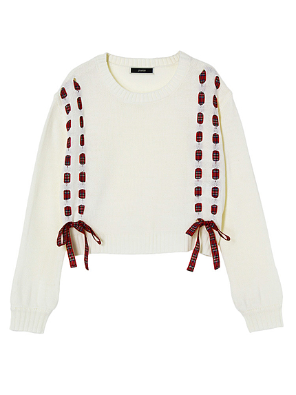 レースアップニット