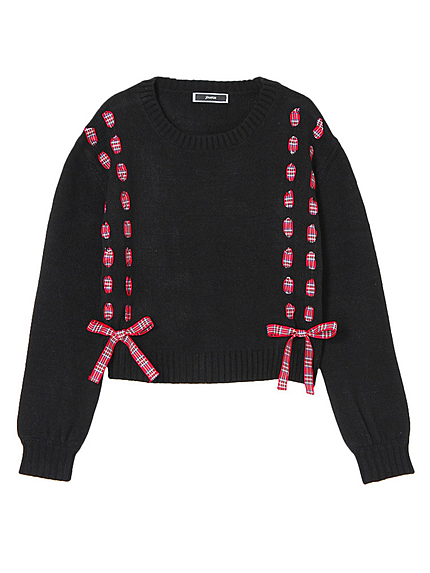 レースアップニット