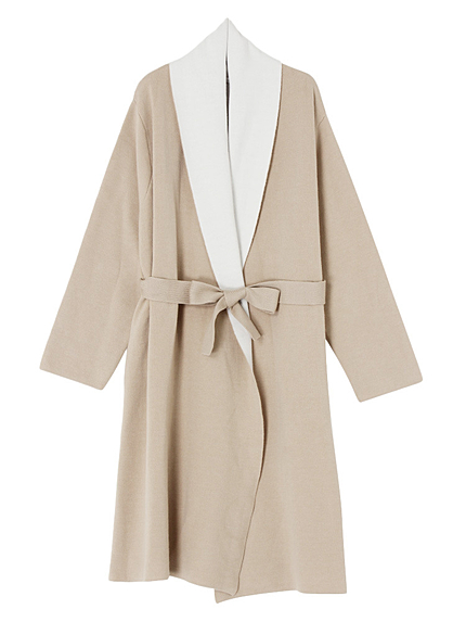 【FEMININE】ペールカラールーズガウンニットコート