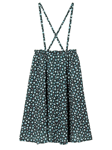 オリジナルレトロフラワー柄サス付きミディSK