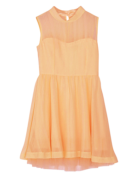 【sc】ハイネックレースアップシアーワンピース