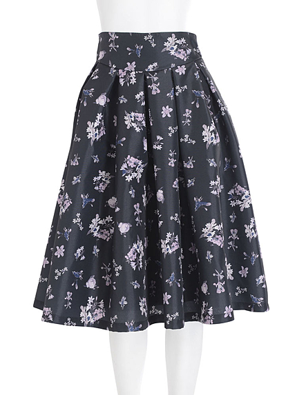 【se】ボリュームフレアーフラワースカート