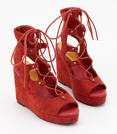 LACE UP WEDGE SANDAL