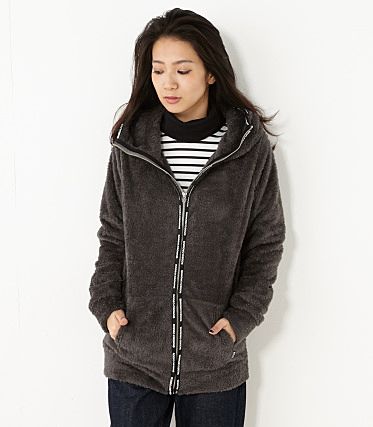 フリース ボア ハイネック ジップ パーカー