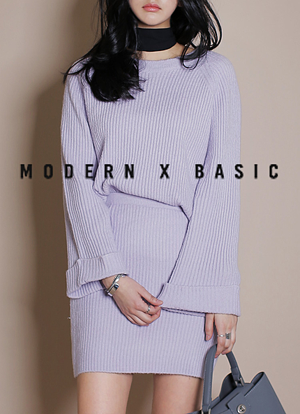 パステルカラーロールアップリブニットプルオーバー・全3色・b45665