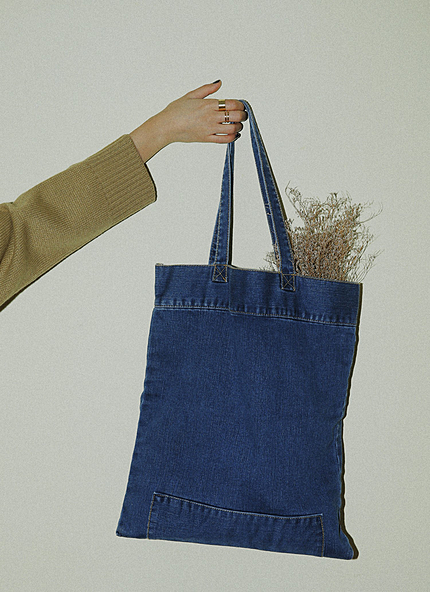 ステッチポイントデニムトートバッグ・全1色・t45958