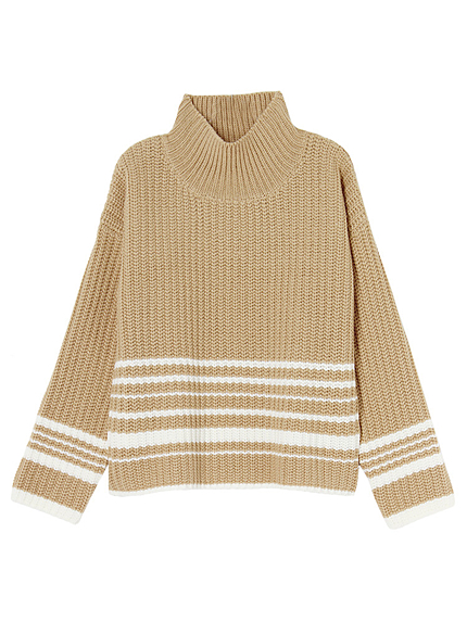 ランダムボーダーニットトップス