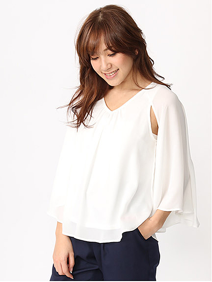 16.SSギャザーワイドポンチョブラウス