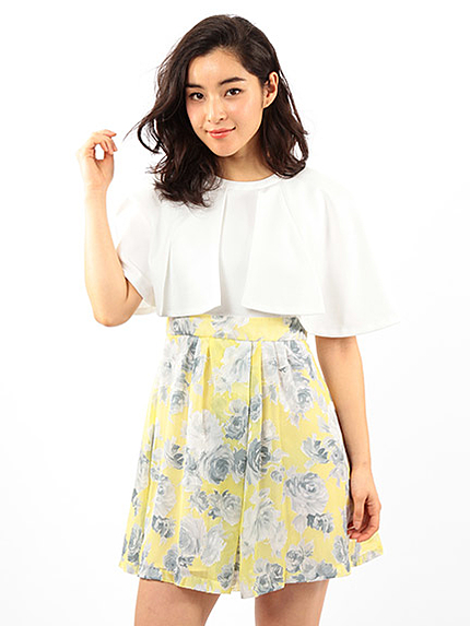 ケープ付パールフラワーワンピース