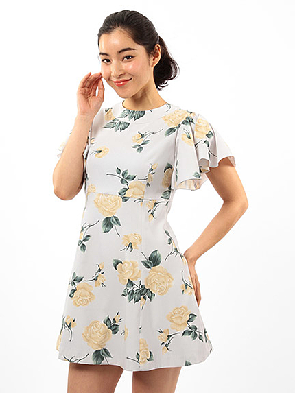 フラワープリントカットワンピース