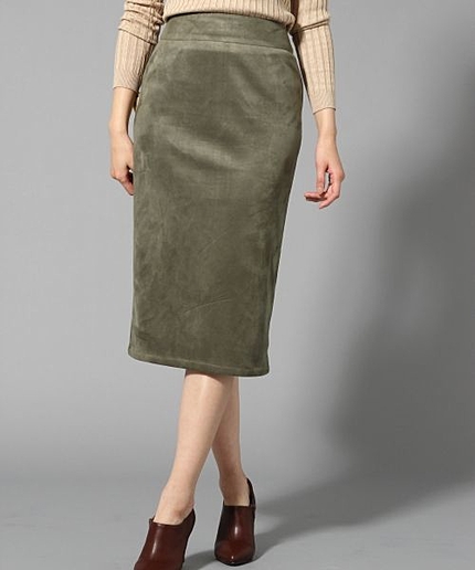 フェイクスエードペンシルスカート