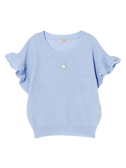 フリルスリーブニット