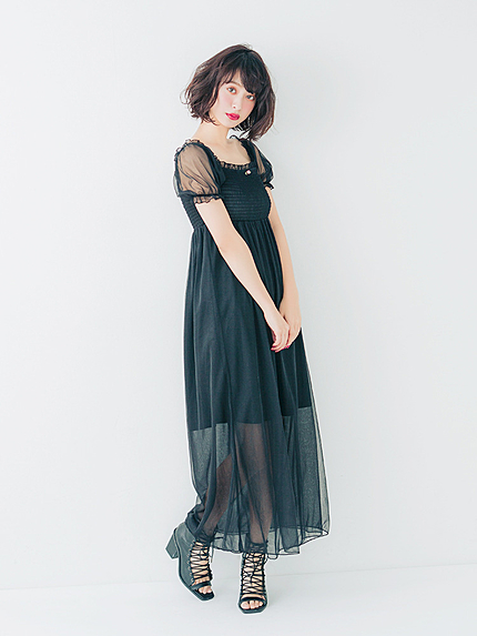 チュールマキシワンピース
