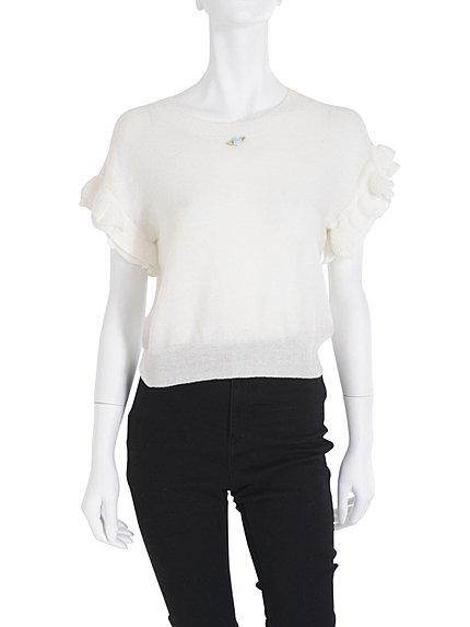 フリルスリーブニット