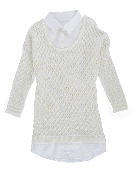 シャツレイヤードワンピース