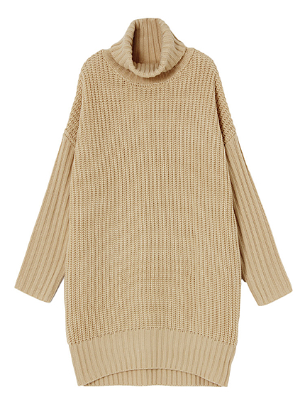 ボリュームタートルニットワンピース