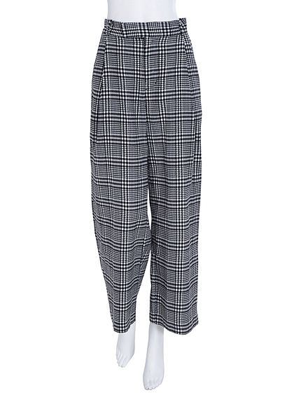 チェックタックワイドパンツ