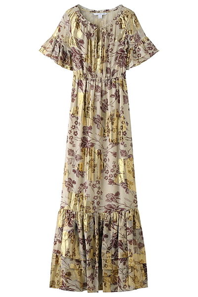 プリントシフォンロングワンピース