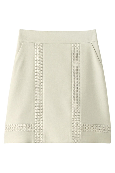 スクエアカットワークレーススカート