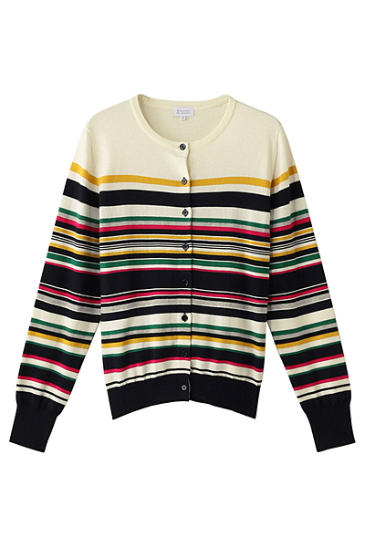 ウォッシャブルハイゲージコットン マルチカラーニットカーディガン