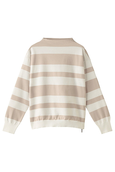 ボトルネックボーダーニットプルオーバー