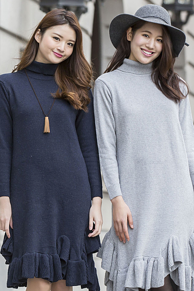 ニットラッフルワンピ