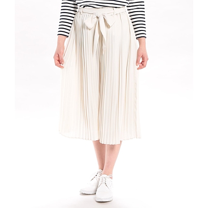 リボン付きプリーツガウチョパンツ