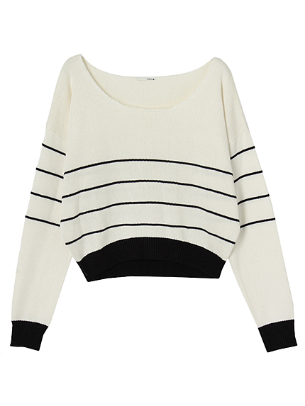 ボーダールーズフロントカーブニット