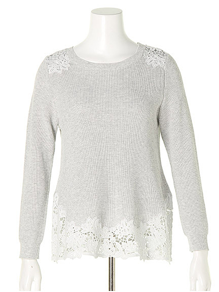 レース刺繍Aラインニット(46153101)