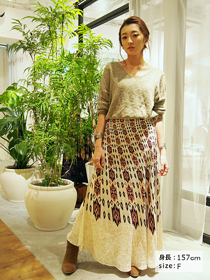 エスニックプリントラップスカート