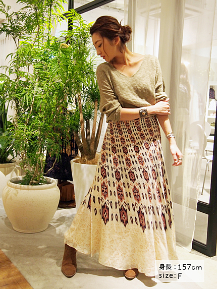 エスニックプリントラップスカート