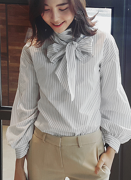 2TYPEボリュームタイネックブラウス・全2色・t45685