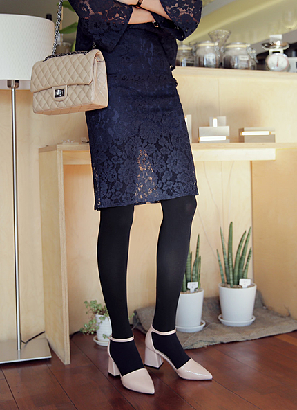 レースフラワーパターンペンシルスカート・全2色・e45659