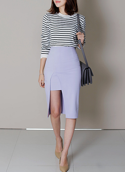 ロングスリットミディ丈タイトスカート・全3色・t45696