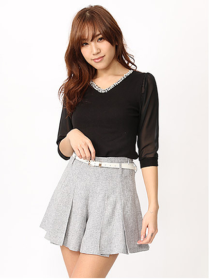 16.SS 細ベルト付きプリーツキュロット