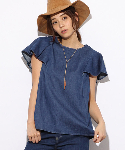 デニムフリルブラウス