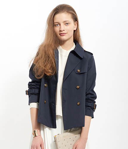 【はっ水加工+花粉ガード】ショートトレンチコート