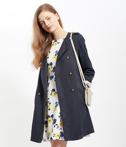 【はっ水加工+花粉ガード】ノーカラートレンチコート