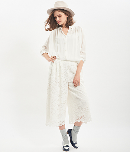 スカラップレースガウチョパンツ