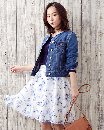 【ネット限定／姉丈】花柄フレア／スカートA