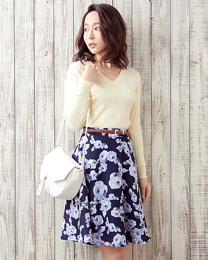 【ネット限定／姉丈】花柄フレア／スカートA