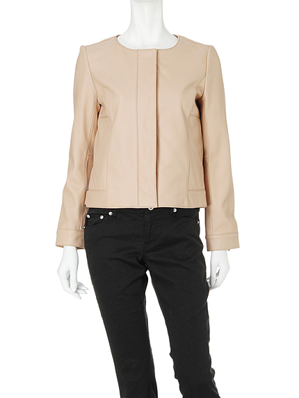 【DUO】 レザーノーカラージャケット