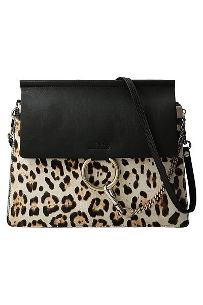 FAYE ストラップ付きレオパード柄ヘアカーフクラッチバッグ