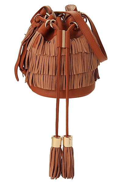 VICKI フリンジ巾着ショルダーバッグ