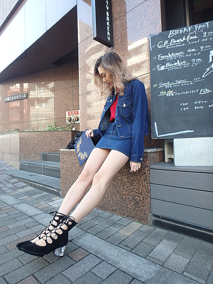 レースアップクリアヒール