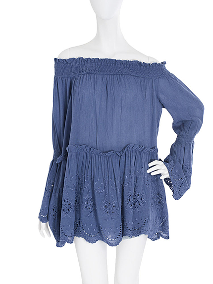 【sc】オフショル刺繍スモック