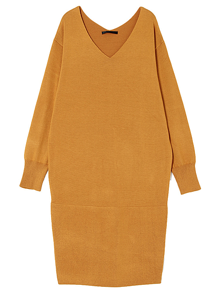 【MODE】プレーンVネックロングワンピース 16SS